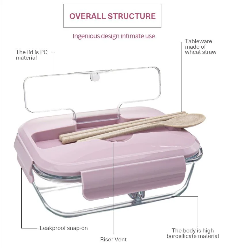 Superior Glass High Borosilicate Glass Meal Prep Containers 3 Compartment Food Container Bento Box