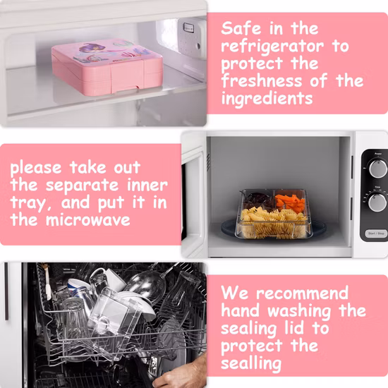 Aohea Bento Box per il pranzo per bambini in Tritan, riutilizzabile, durevole e a tenuta stagna, di nuovo design