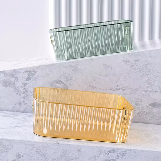 Organizzatore da tavolo Scatola portaoggetti trasparente Scatola portaoggetti per maschera cosmetica Scatola portaoggetti per articoli di cancelleria in acrilico