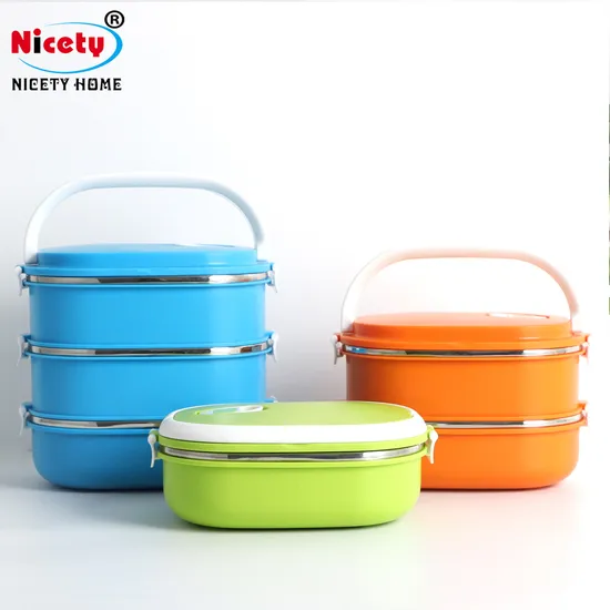 Contenitore per il pranzo in plastica in acciaio inossidabile 304 per stoviglie a tenuta stagna 1/2/3 strati per protezione ambientale in plastica isolata OEM / ODM