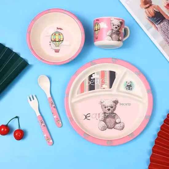 Set di piatti per bambini in melamina e fibra di bambù Health