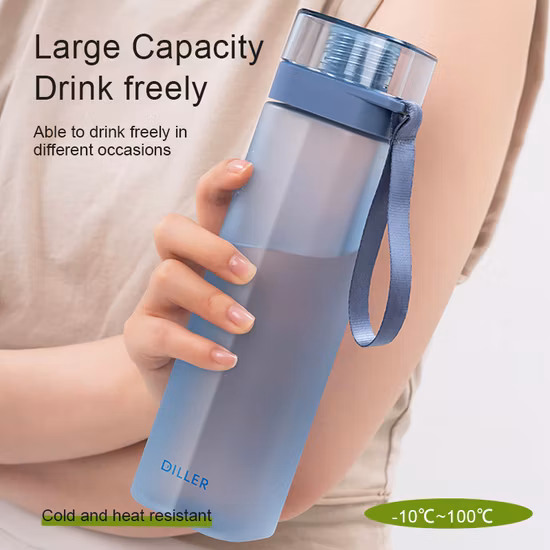 Bottiglia d'acqua senza BPA Tritan glassata sportiva portatile all'ingrosso con corda